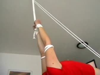 Strappado 10013 - **** tied up in a strappado with ropes